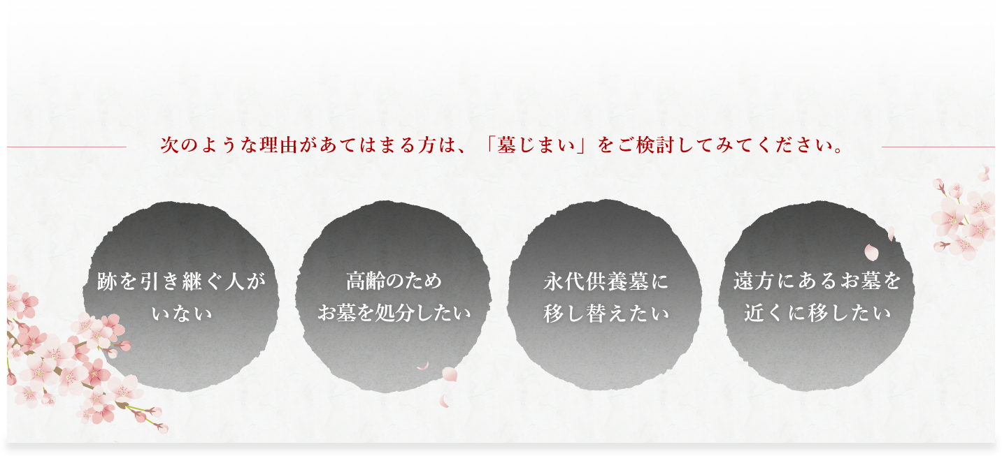 次のような理由があてはまること方は、「墓じまい」をご検討してみてください。